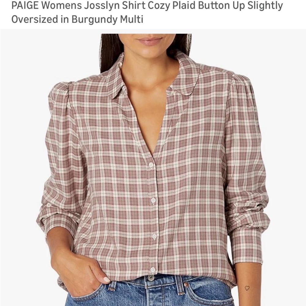 Paige Josslyn Burgundy Plaid Button-Down Shirt